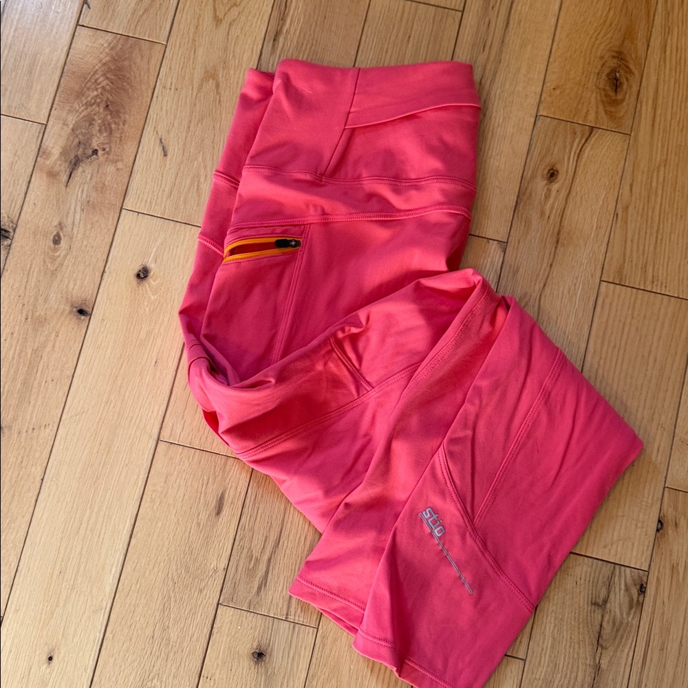 Stio Pink Athletic Leggings with Pocket, LG